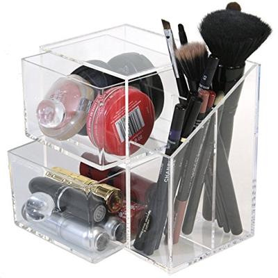 Quality Acrylic Organizer Makeup, Brushes, Eye Liner Bathroom Vanity Storage (Drawer / Clear)
