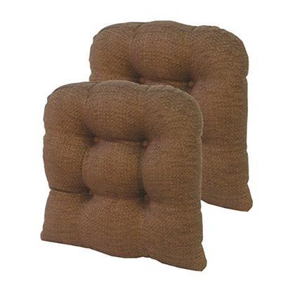 Klear Vu Tyson Universal Overstuffed Fabric Upholstered Button Tufted Dining Chair Pads, Pack of 2,