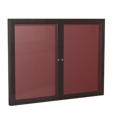 Ghent 3" x 4" 2-Door Bronze Aluminum Frame Enclosed Flannel Letter Board, Burgundy