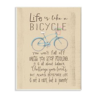 Stupell Home Décor Life is Like a Bicycle' Icon Inspirational Typography Wall Plaque Art, 10 x 0.5 x