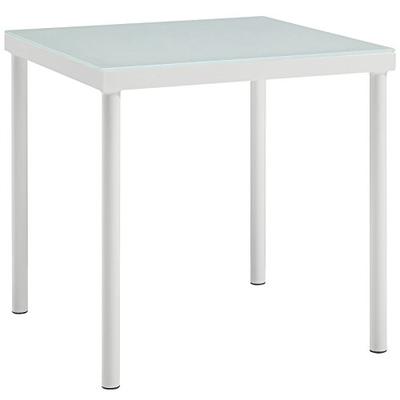 Modway Harmony Outdoor Patio White Coffee Table With Tempered Glass - Modern Sectional Furniture Ser