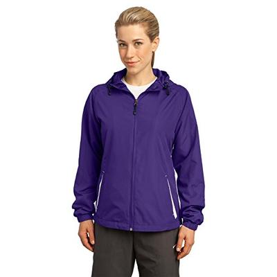 Sport-Tek Women's Colorblock Hooded Raglan Jacket XL Purple/White