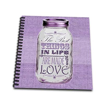 3dRose db_128510_1 Mason Jar on Burlap Print Purple The Best Things in Life are Made with Love Gifts