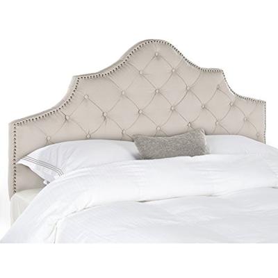 Safavieh Arebelle Taupe Linen Upholstered Tufted Headboard - Silver Nailhead (King)