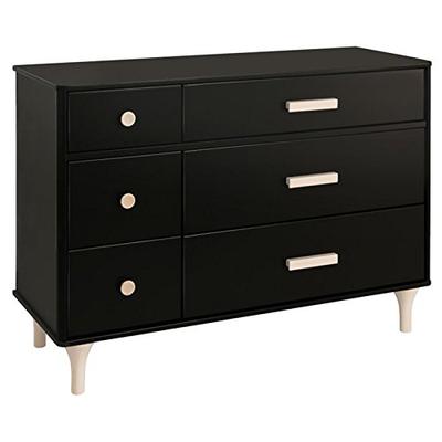 Babyletto Lolly 6 Drawer Assembled Double Dresser, Black/Washed Natural