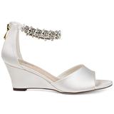 Brinley Co. Womens Jeweled Open-Toe Wedge White, 8 Regular US screenshot. Shoes directory of Clothing & Accessories.