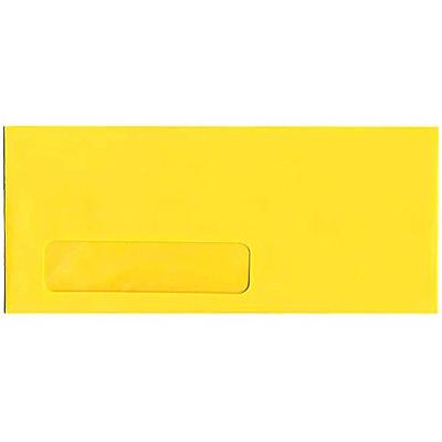 JAM PAPER #10 Business Colored Window Envelopes - 4 1/8 x 9 1/2 - Yellow Recycled - Bulk 1000/Carton
