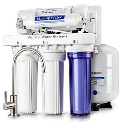 iSpring RCC7P Performance-boosted Under Sink 5-Stage Reverse Osmosis Drinking Water Filtration Syste