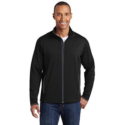 Sport-Tek Sport-Wick Stretch Contrast Full-Zip Jacket ST853 Black/Charcoal Grey Medium