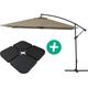 Parasol jardin déporté Alu Ilios 3 - Carré - 3 x 3 m - Taupe - Dalles incluses