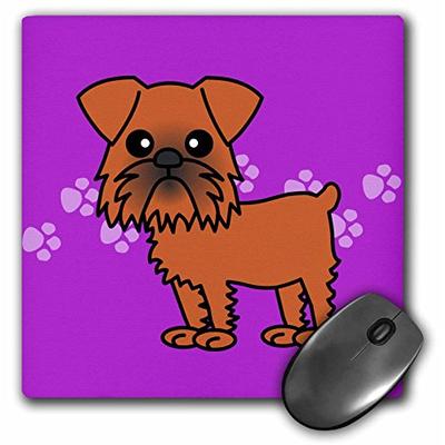 3dRose LLC 8 x 8 x 0.25 Inches Mouse Pad, Cute Brussels Griffon Purple Paw (mp_12067_1)