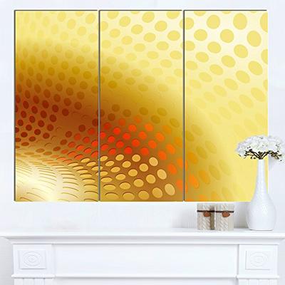 Designart MT14902-3P Golden Fractal Abstract Pattern - Large Abstract Glossy Metal Wall Art,Gold,36x