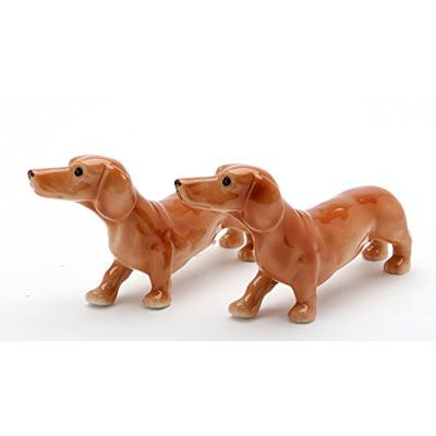 Cosmos Gifts Pair of Brown Dachshunds Ceramic Salt and Pepper Shakers Dog Pets 20768 New