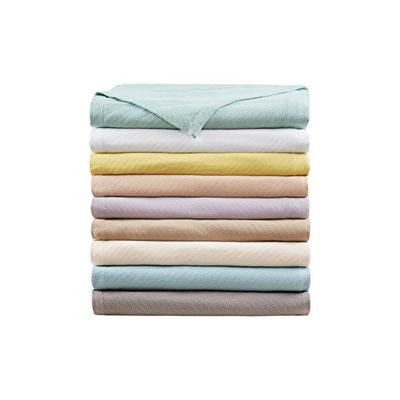 Madison Park Liquid Cotton Luxury Blanket Seafoam 90x90 Full/Queen Size Premium Soft Cozy 100% Ring