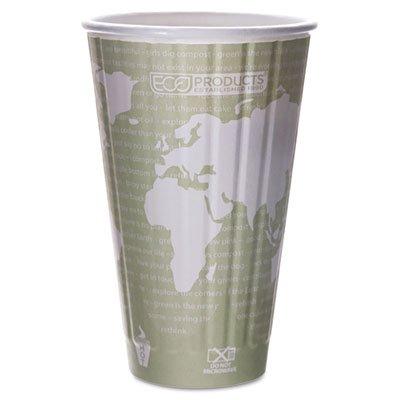 World Art Insulated Compostable Hot Cups, 16oz, Light Green, 600/Carton, Sold as 1 Carton