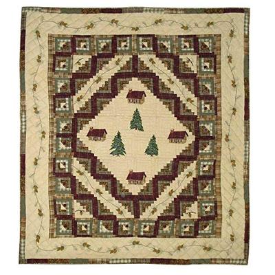 Patch Magic Twin Forest Log Cabin Quilt, 65-Inch by 85-Inch