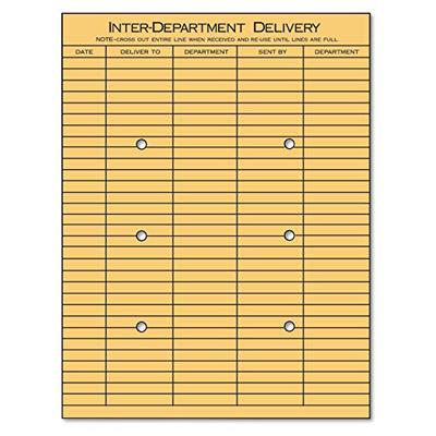 Universal 63568 Light Brown Kraft String & Button Interoffice Envelope, 10 x 13 (Box of 100)