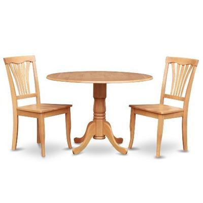 East West Furniture DLAV3-OAK-W 3 Pc Nook Set-Kitchen Table and 2 Dining Chairs, Oak Finish
