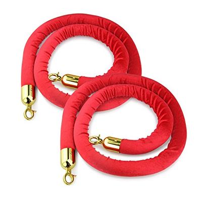 New Star Foodservice 54750 Red Velvet Stanchion Rope with Gold Color Plated Hooks , 79.5-Inch, Set o