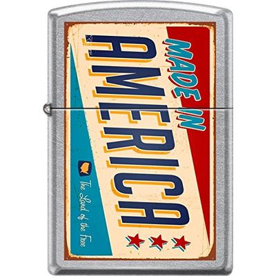 Zippo Made In America Sign Retro Rusted Street Chrome WindProof Lighter NEW