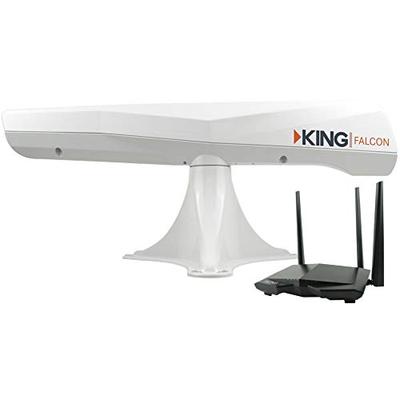 KING KF1000 Falcon Automatic Directional WiFi Antenna with WiFiMax Router and Range Extender - White