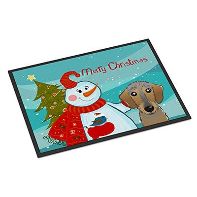 Caroline's Treasures BB1853JMAT Snowman with Wirehaired Dachshund Indoor or Outdoor Mat 24x36, 24H X