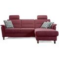 Cavadore Schlafsofa Palera mit Federkern / L-Form Sofa mit Bettfunktion / 244 x 89 x 164 / Stoff Rot