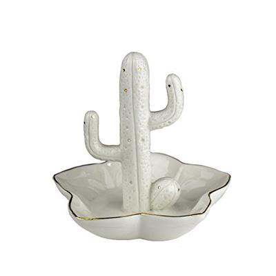 Sagebrook Home 12391-05 Porcelain Cactus Ring Holder, White Porcelain, 4 x 4 x 4 Inches