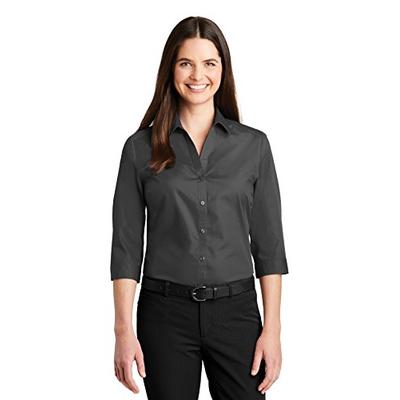 Port Authority Womens 3/4-Sleeve Carefree Poplin Shirt (LW102) -Graphite -M