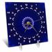 3dRose dc_42209_1 Dark Blue Blowout Circle Flower Mandala Desk Clock, 6 by 6-Inch