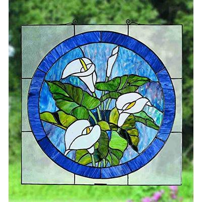 Meyda Tiffany 23866 Calla Lily Stained Glass Window, 20" Width x 20" Height