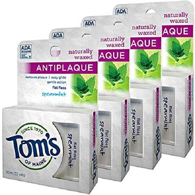 Tom's Of Maine Anti Plaque Flat Spearmint Floss, Pack of 4