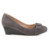 Brinley Co. Womens Gael Faux Suede Buckle Detail Comfort-Sole Wedges Grey, 5.5 Regular US screenshot. Shoes directory of Clothing & Accessories.
