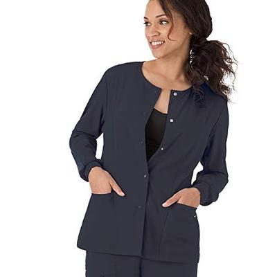 Classic Fit Collection by Jockey Women's Round Neck Solid Scrub Jacket Medium Charcoal