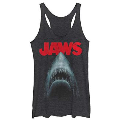 Jaws Women's Shark Teeth Poster Black Heather Racerback Tank Top