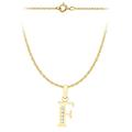 CARISSIMA Gold Women's 9 ct Yellow Gold Cubic Zirconia 6 x 12 mm Initial F Pendant on 9 ct Yellow Gold 0.4 mm Prince of Wales Chain Necklace of Length 46 cm/18 Inch