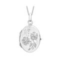 CARISSIMA Gold Women's 9ct White Gold Daisy Oval Locket Pendant on Curb Chain Necklace of 46cm/18