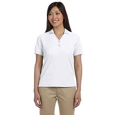 Devon & Jones Womens Pima Piqu Short-Sleeve Y-Collar Polo (D100W) -White -L