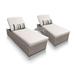 Oasis Chaise Set of 2 Outdoor Wicker Patio Furniture w/ Side Table in Beige - TK Classics Oasis-2X-St-Beige