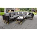 Amalfi 7 Piece Outdoor Wicker Patio Furniture Set 07b in Grey - TK Classics Amalfi-07B-Gld-Grey