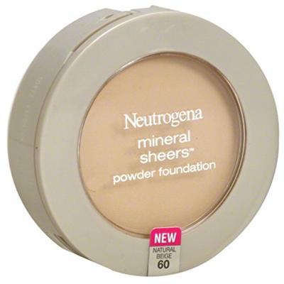 Neutrogena Mineral Sheers Powder Foundation, Natural Beige [60], 0.34 oz (Pack of 4)