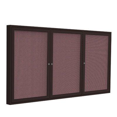 3 Door Enclosed Bulletin Board Frame Finish: Satin, Surface Color: Black, Size: 4' H x 6' W