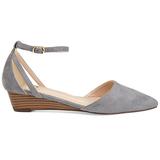 Brinley Co. Womens Pointed Toe Ankle Strap Sliver Wedge Grey, 11 Regular US screenshot. Shoes directory of Clothing & Accessories.