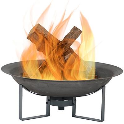 Sunnydaze Modern Fire Pit Bowl with Stand, Outdoor Wood Burning Patio Fireplace, Cast Iron, 23-Inch