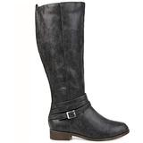 Brinley Co Comfort Womens Strap Riding Boot Grey, 8.5 Wide Calf US screenshot. Shoes directory of Clothing & Accessories.