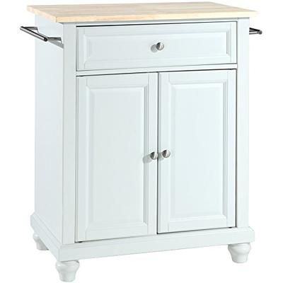 Crosley Furniture Cambridge Cuisine Kitchen Island with Natural Wood Top - White