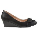 Brinley Co. Womens Gael Faux Suede Buckle Detail Comfort-Sole Wedges Black, 8.5 Regular US screenshot. Shoes directory of Clothing & Accessories.