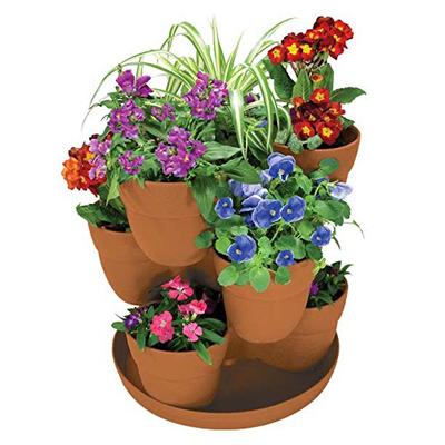 EMSCO Bloomers Stackable Flower Tower Planter - Holds up to 9 Plants - Great both Indoors and Outdoo