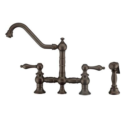 Whitehaus Collection WHKBTLV3-9201-NT-ORB Vintage III Plus Bridge Faucet with Long Traditional Swive