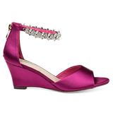 Brinley Co. Womens Jeweled Open-Toe Wedge Berry, 11 Regular US screenshot. Shoes directory of Clothing & Accessories.